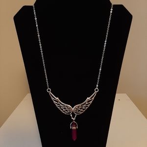 Purple Jade - Handmade angel wing necklace
